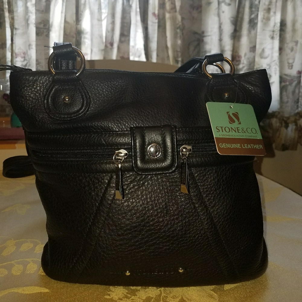 NWT Leather Stone & Co. Black Shoulder Bag